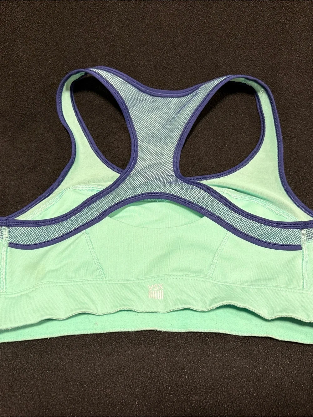 Victoria's Secret mint green sports bra with purple trim
